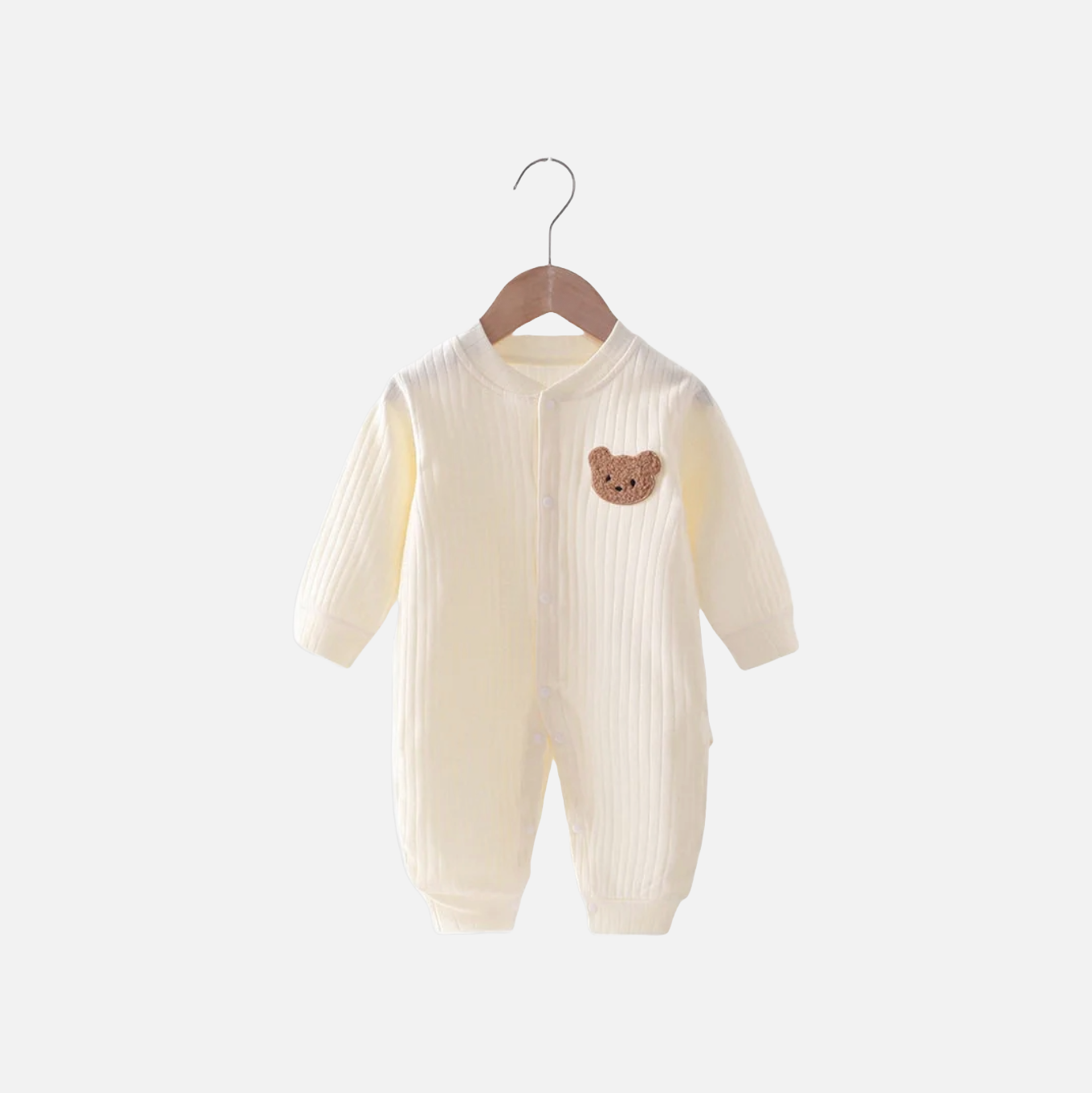 Ribbed Colorful Bear Baby Romper